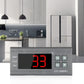 Wall-mounted digital temperature controller with red LED display and control buttons