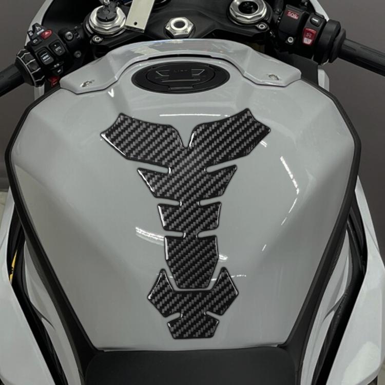 Motorcycle fuel tank sticker, black carbon-fiber chevron and arrow emblem set