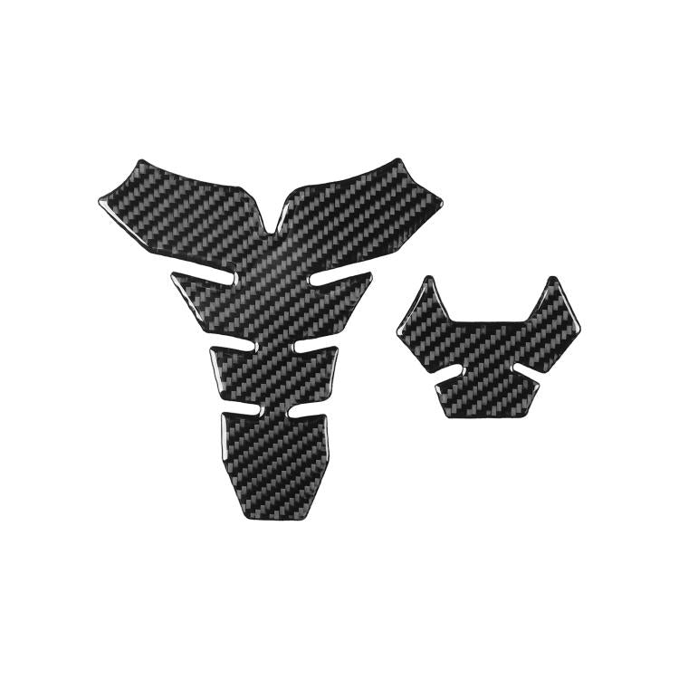 Motorcycle fuel tank sticker, black carbon-fiber emblem pieces (set)