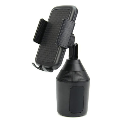 Universal car cup holder phone mount with adjustable clamp and textured phone grip