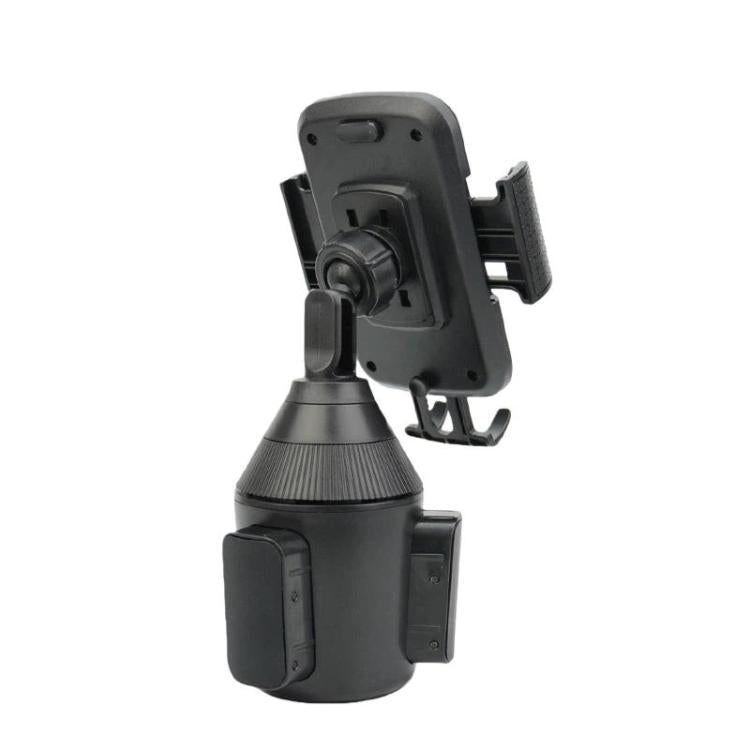 Universal car cup holder phone mount with rear spring arms and phone holder bracket