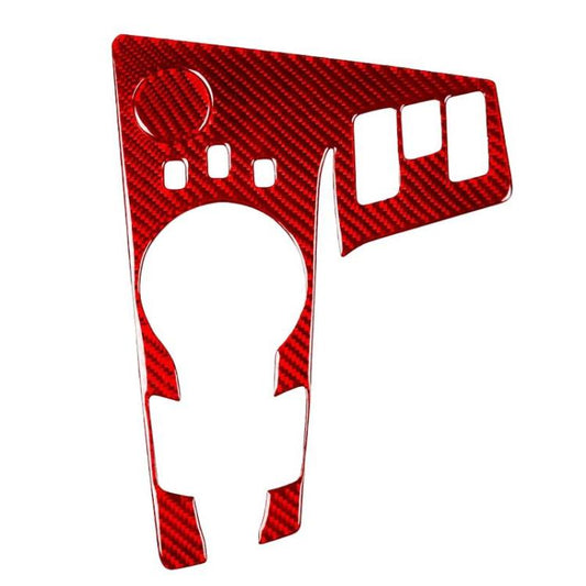 Red carbon-fiber style gear shift panel decorative stickers with cutouts