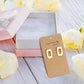 Kraft brown earring display card label with top hole and two square earring cutouts