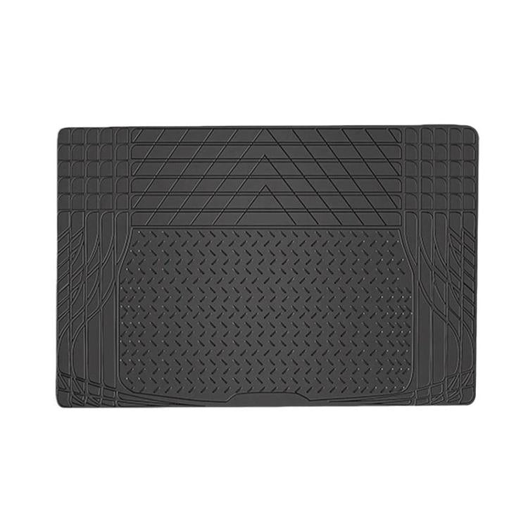 Car trunk mat in dark gray with raised grid pattern and non-slip texture