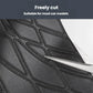 Car trunk mat with cuttable edge design and raised geometric texture