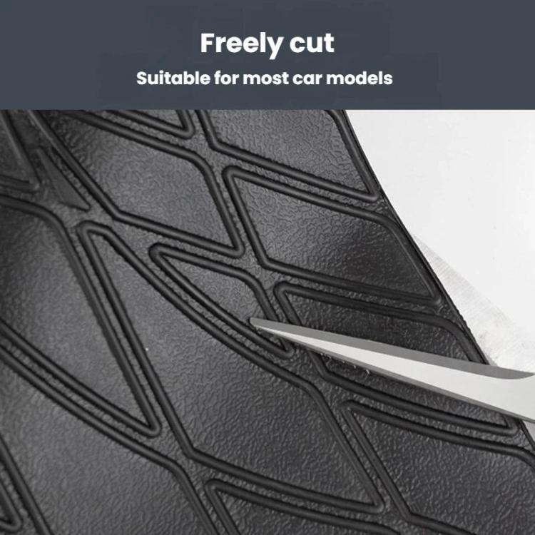 Car trunk mat with cuttable edge design and raised geometric texture