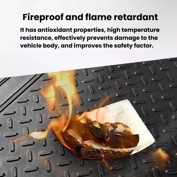 Car trunk mat surface designed to resist heat and flames; waterproof base