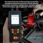 Handheld 12V/24V battery tester with LCD voltage selector and insulated clamps