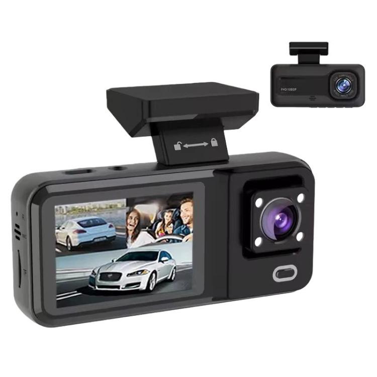 Black dash camera with front screen and separate cabin camera module
