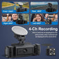 4-channel dash camera with front screen, front dome and two side lens modules, black