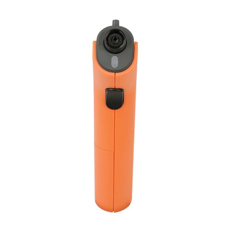 Orange digital tire pressure gauge with protective cap and nozzle