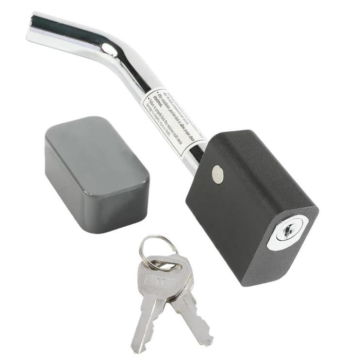 Square-head trailer hitch lock with keys and black rubber-covered head