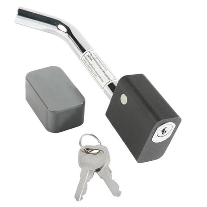 Square-head trailer hitch lock with keys and black rubber-covered head