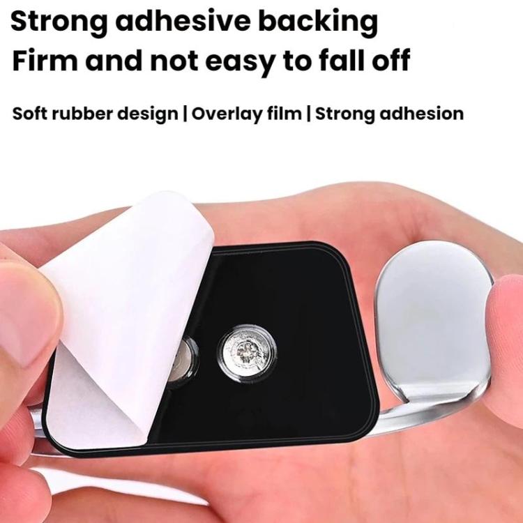 Adhesive-backed double hook phone holder, pearl white hooks on black mounting pad