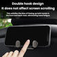 Double hook phone holder holding a smartphone, pearl white hooks on black base