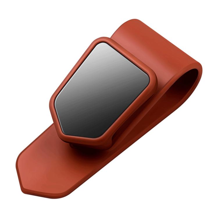 Orange car visor glasses clip with rectangular silicone protective pad