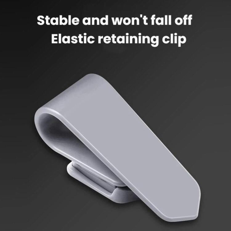 Light gray car visor glasses clip with silicone pad and elastic retaining clip