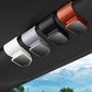 Car sun visor glasses clip set in white, gray, black, and orange.
