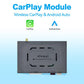 Wireless CarPlay decoder module box showing top panel with label and central interface.