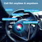 Wireless CarPlay decoder module feature call control shown on car dashboard interface.