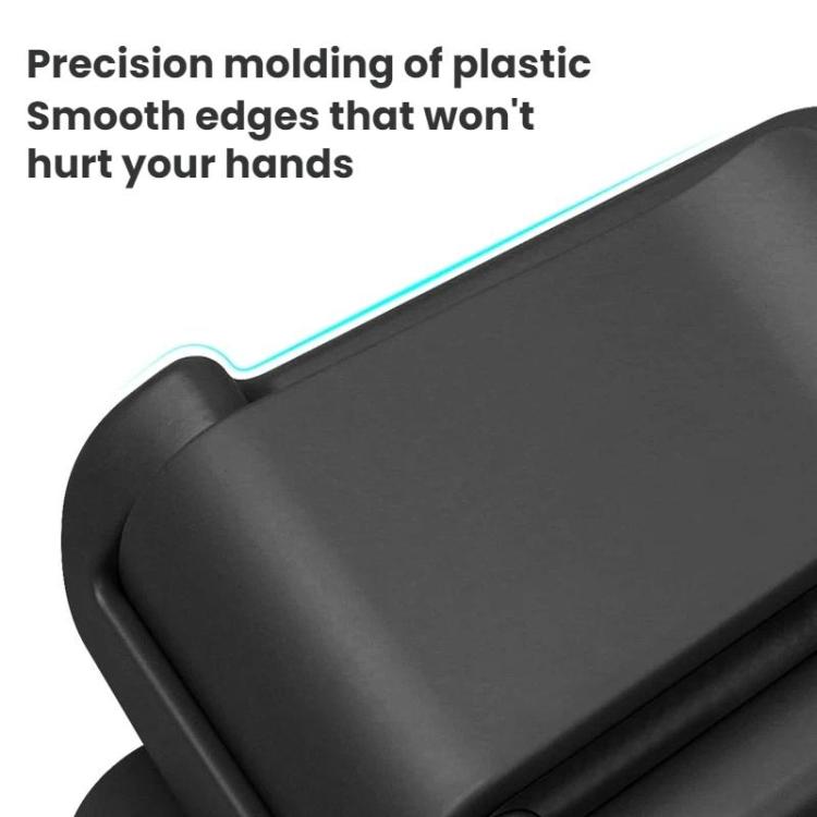 Black car sunglasses clip ticket and card holder, smooth molded plastic edge protection.