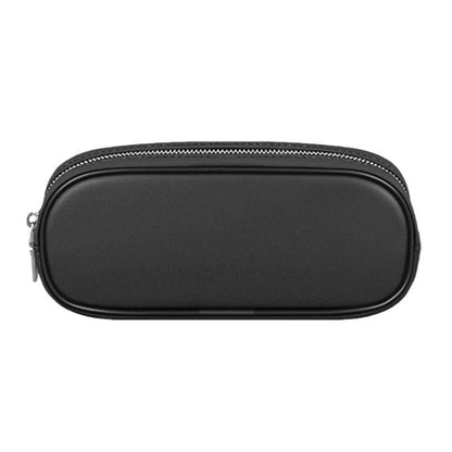 Black oval magnetic eyeglasses and coin storage case with zipper closure