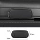 Black oval zippered eyeglasses and coin storage case mounted on car interior