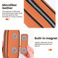 Orange oval case showing stitched edges and metal zipper track