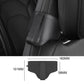 Car seat belt shoulder pad positioner retainer, dark gray/black padded cover with stitched center