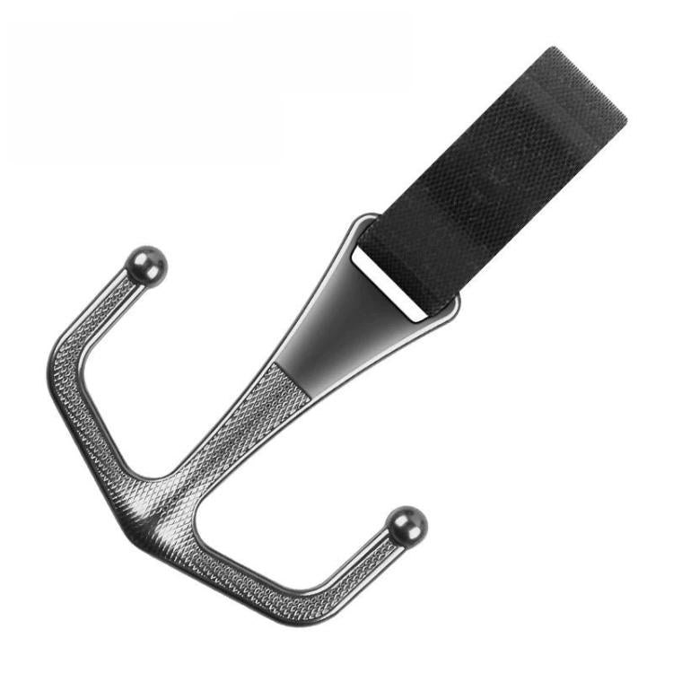 U-shaped motorcycle front metal hook with dark strap and three attachment points