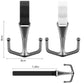 Motorcycle front metal hook set with two U-shaped prongs and sizing straps