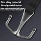Close-up of U-shaped metal motorcycle front hook with dark strap and textured posts