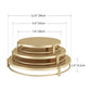 Gold tiered cake stand set with three round trays and size markings