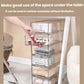 Tall clear stackable drawer organizer with open drawers for small items and documents