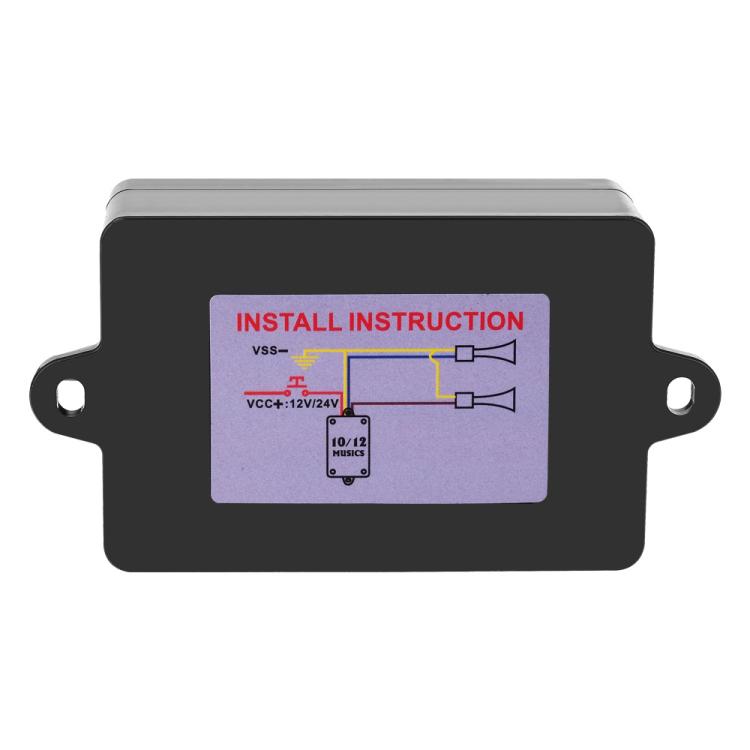 Car horn control box back panel with VCC/VSS installation wiring diagram