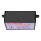 Car horn control box with black housing and front printed circuit label