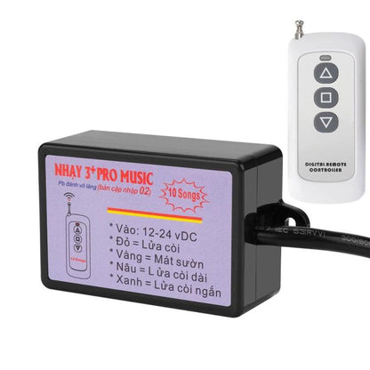 Car horn control box with black module and white digital remote controller