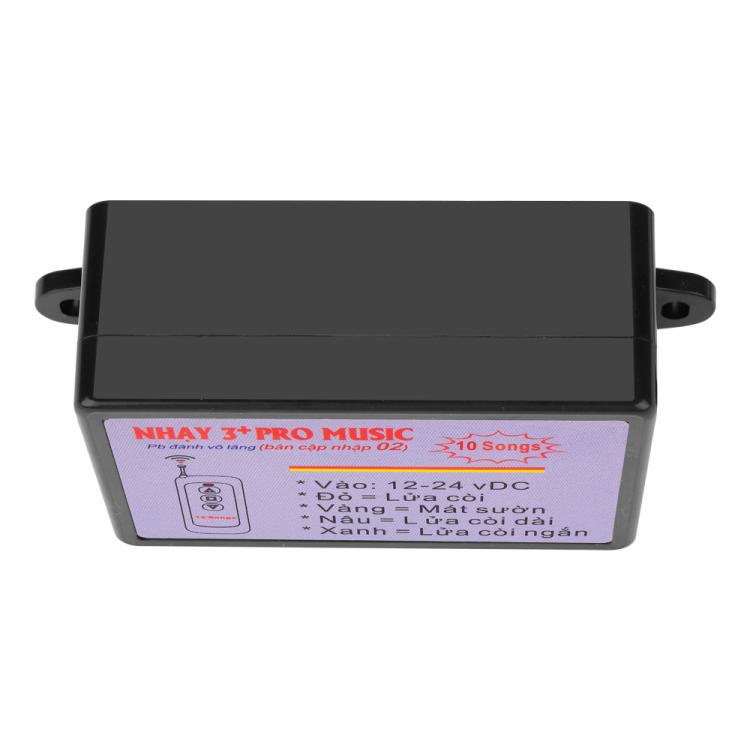 Car horn control box front with purple label panel and metal mounting tabs