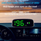 Digital speed HUD showing green 136 and KM/H unit on dashboard