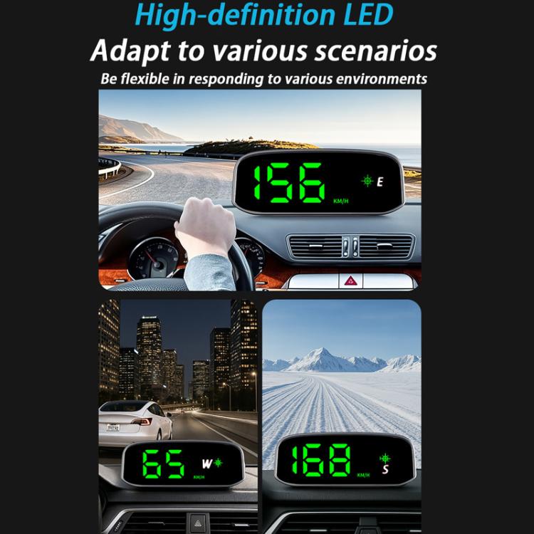 Digital speed HUD with green 66 display and E icon on dashboard