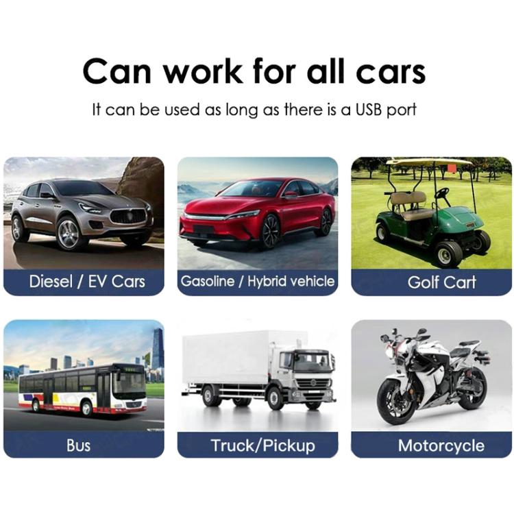 Compatibility chart showing the speed HUD use for cars, trucks, and motorcycles