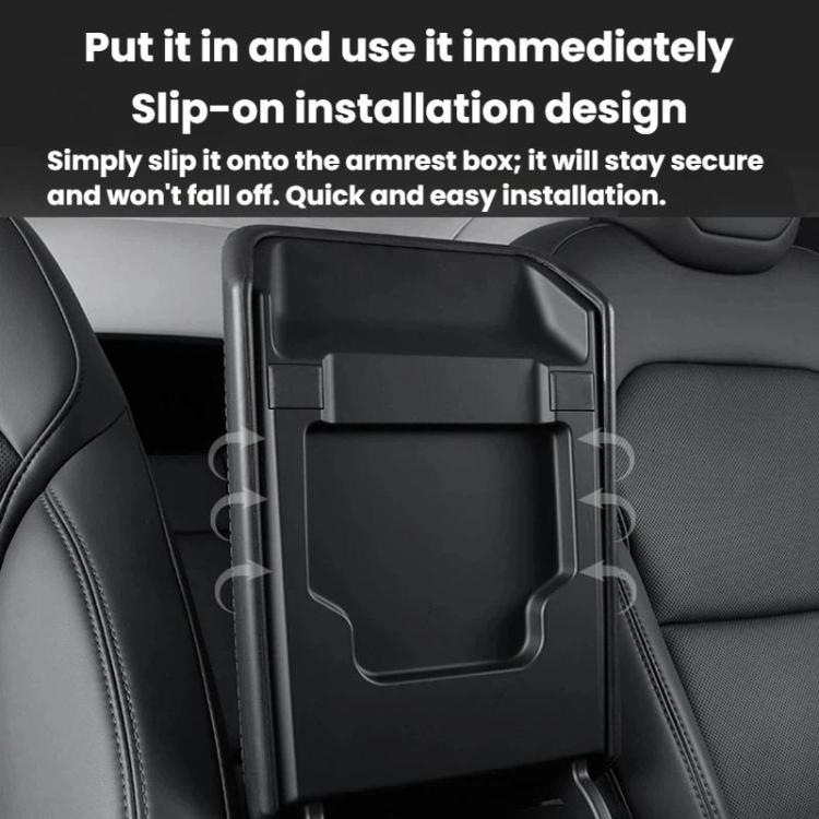 Black slip-on armrest box dust cover with molded insert edges