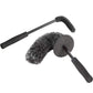 Wheel hub cleaning brush with long black handle, gray scrub pad, and cylindrical bristle head