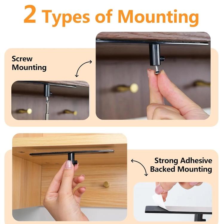 Mixer accessory hook rail mounting options: screw mount and adhesive back