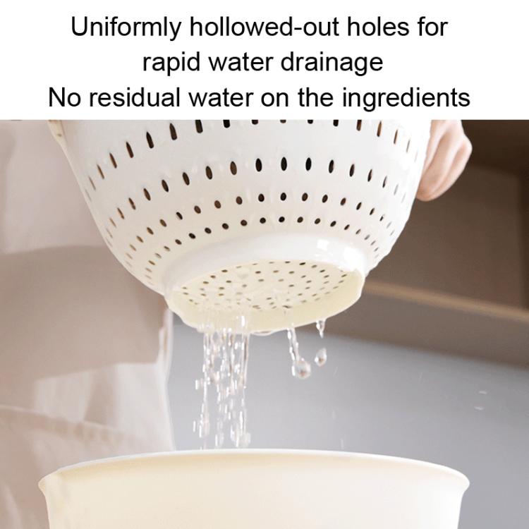 Double-layer washing and draining basket, underside view showing draining holes