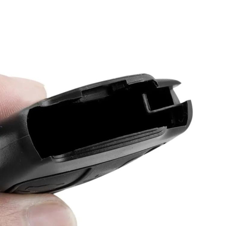 Remote key shell case underside with open slot cutout, dark gray