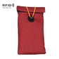 Red roll-up drawstring RFID shielding pouch with round snap toggle