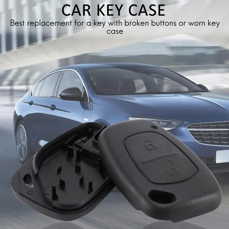Black car key case shell with open interior and button icon panel