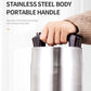 Stainless steel grinder body with portable handle held in a hand