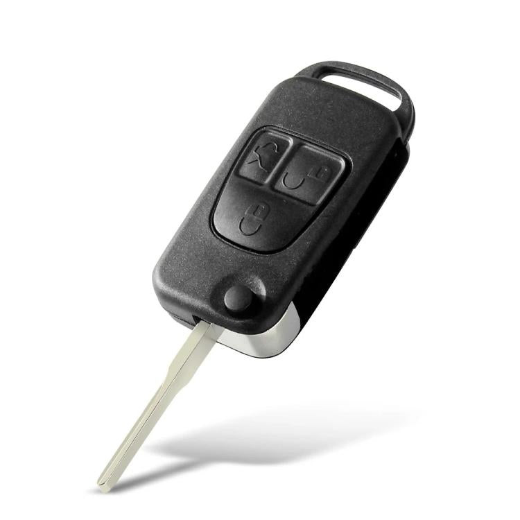 Mercedes-Benz key shell, black remote housing with 3 buttons and metal key blade
